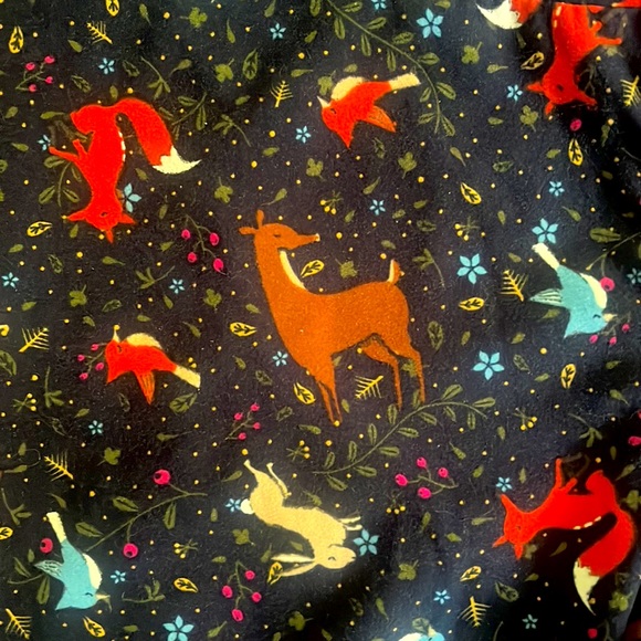 Navy Blue Terra & Sky 1X 16W-18W Fox Deer Rabbit Blue Jay Leggings - Picture 2 of 3